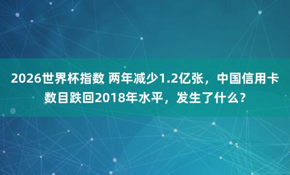 2026世界杯指数 两年减少1.2亿张，中国信用卡数目跌回2018年水平，发生了什么？