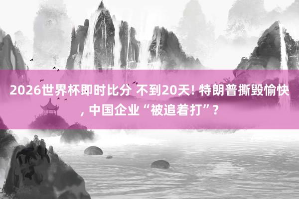 2026世界杯即时比分 不到20天! 特朗普撕毁愉快， 中国企业“被追着打”?