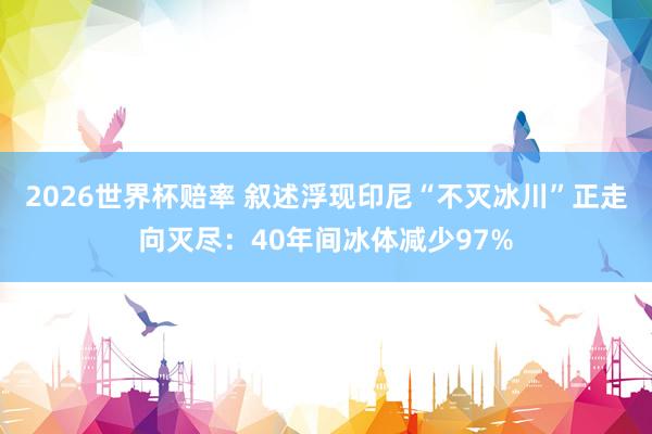 2026世界杯赔率 叙述浮现印尼“不灭冰川”正走向灭尽：40年间冰体减少97%