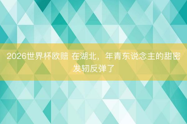 2026世界杯欧赔 在湖北，年青东说念主的甜密发轫反弹了