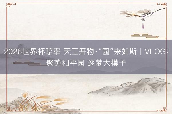 2026世界杯赔率 天工开物·“园”来如斯丨VLOG：聚势和平园 逐梦大模子