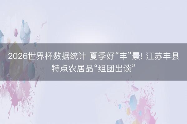 2026世界杯数据统计 夏季好“丰”景! 江苏丰县特点农居品“组团出谈”